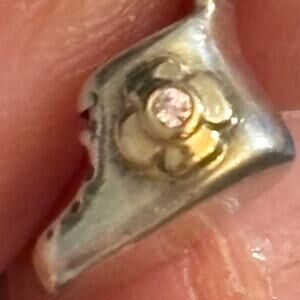 Pandora S925 ALE Baby Shoe Dangle Charm Pink CZ Sterling Silver